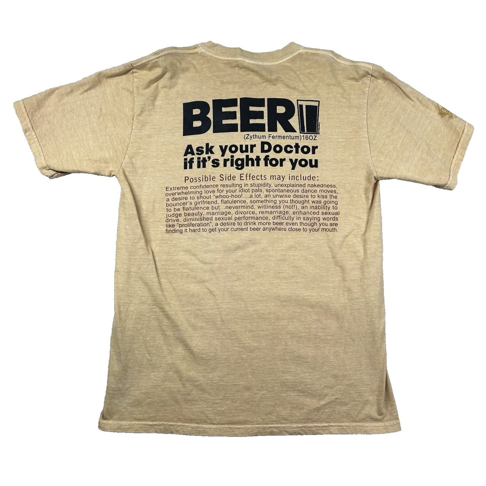 Crazy Shirts T-Shirt Mens M Beer-Dyed Funny Ask Your Doctor Side Effects Basic